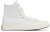 Converse White Chuck 70 Textured High Top Sneakers In White/vintage White/
