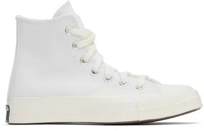 Converse White Chuck 70 Textured High Top Sneakers In White/vintage White/