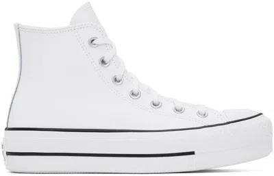Converse White Chuck Taylor All Star Lift Leather High Sneakers In White/black/white
