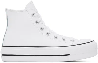 CONVERSE WHITE CHUCK TAYLOR ALL STAR LIFT LEATHER HIGH SNEAKERS