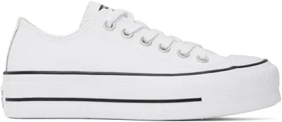 Converse White Chuck Taylor All Star Platform Leather Sneakers In White/black