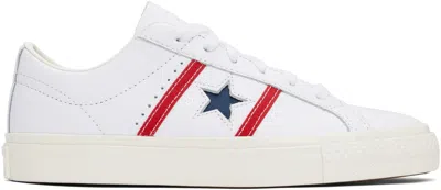 Converse White Cons One Star Academy Pro Sneakers In White/red/blue