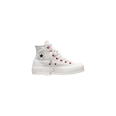Converse White Fabric Platform Sneakers