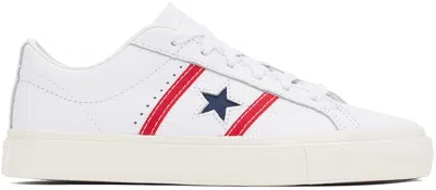 Converse White One Star Academy Pro Leather Low Top Sneakers In White/red/blue