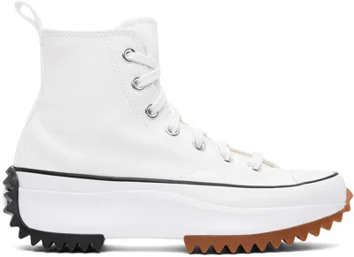 Converse White Run Star Hike High Top Sneakers In White/black/gum