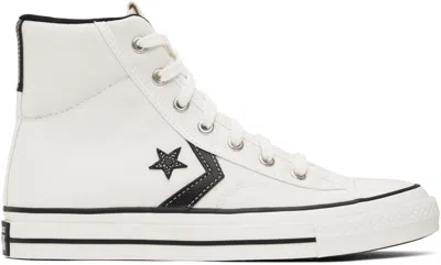 Converse White Star Player 76 High Top Sneakers In Vintage White/black/egret