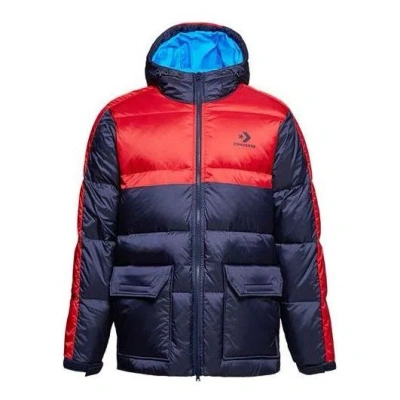 Converse Winter Down Fill Puffer Jacket 'navy Red' In Blue