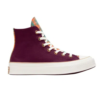 Pre-owned Converse Wmns Chuck 70 High 'canvas & Plaid - Deep Bordeaux'