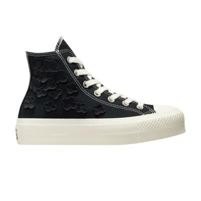 Pre-owned Converse Wmns Chuck Taylor All Star Lift High '3d Flowers' In Black