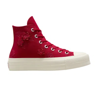 Pre-owned Converse Wmns Chuck Taylor All Star Lift High 'floral Embroidery - Days Ahead' | Red | Women's Size