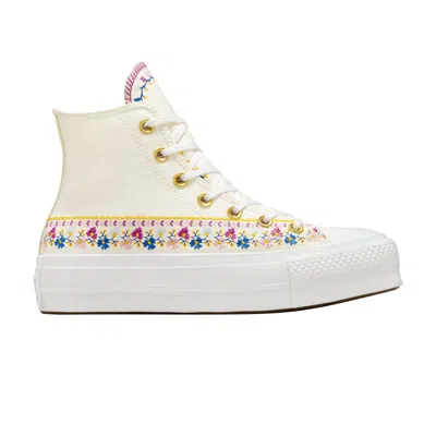 Pre-owned Converse Wmns Chuck Taylor All Star Lift High 'free Spirit Florals' | Cream | Women's Size 11 In White