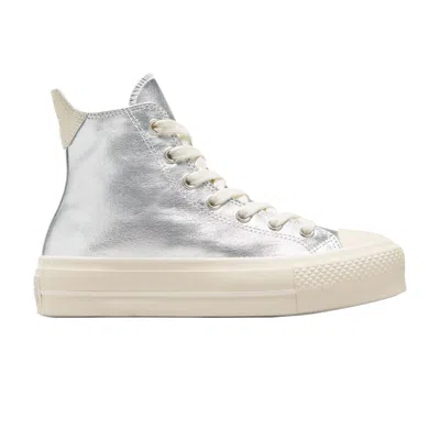 Pre-owned Converse Wmns Chuck Taylor All Star Lift High 'metallic - Pure Silver' | Women's Size 8.5