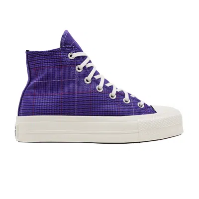 Pre-owned Converse Wmns Chuck Taylor All Star Lift High 'plaid - Court Purple' | Women's Size 6