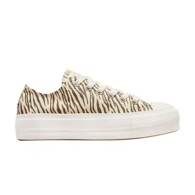 Pre-owned Converse Wmns Chuck Taylor All Star Lift Low 'zebra Print' In Cream