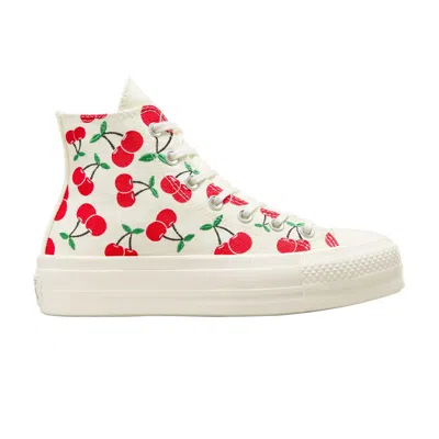 Pre-owned Converse Wmns Chuck Taylor All Star Lift Platform High 'cherries' In Cream
