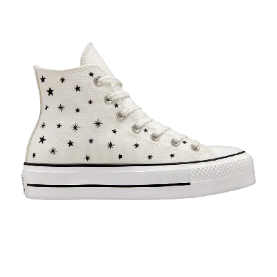 Pre-owned Converse Wmns Chuck Taylor All Star Lift Platform High 'embroidered Stars - Egret' In Cream