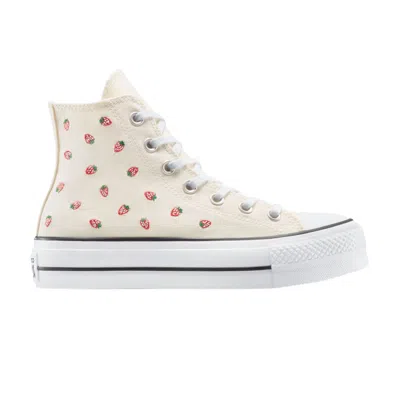 Pre-owned Converse Wmns Chuck Taylor All Star Lift Platform High 'embroidered Strawberries' | Cream | Women's  In White