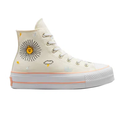 Pre-owned Converse Wmns Chuck Taylor All Star Lift Platform High 'floral Embroidery' In Cream