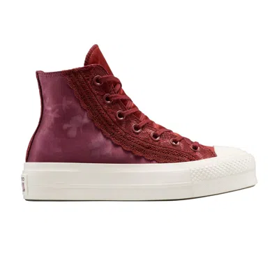 Pre-owned Converse Wmns Chuck Taylor All Star Lift Platform High 'floral Satin' | Red | Women's Size 9.5