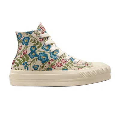 Pre-owned Converse Wmns Chuck Taylor All Star Lift Platform High 'floral Tapestry' In Cream