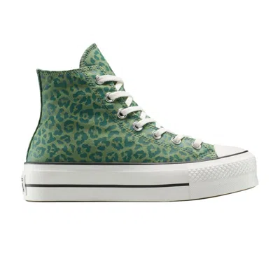Pre-owned Converse Wmns Chuck Taylor All Star Lift Platform High 'green Leopard' | Women's Size 11