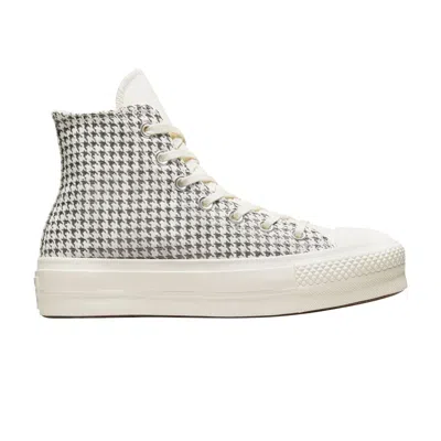 Pre-owned Converse Wmns Chuck Taylor All Star Lift Platform High 'houndstooth Shine - Egret Pure Silver' In Cream