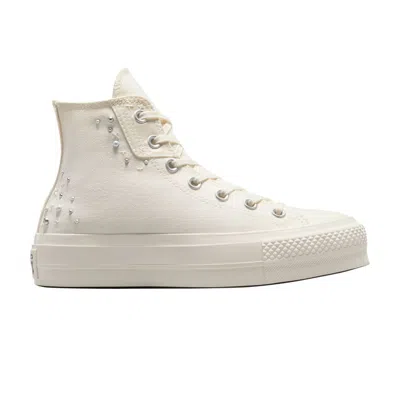 Pre-owned Converse Wmns Chuck Taylor All Star Lift Platform High 'pearls & Studs - Egret' In Cream