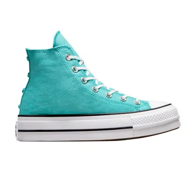 Pre-owned Converse Wmns Chuck Taylor All Star Lift Platform High 'stars' In Teal