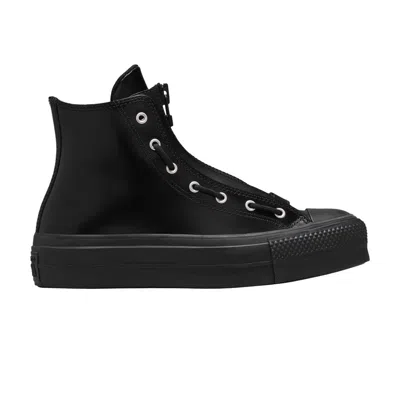 Pre-owned Converse Wmns Chuck Taylor All Star Lift Platform Leather High 'total Eclipse' In Black