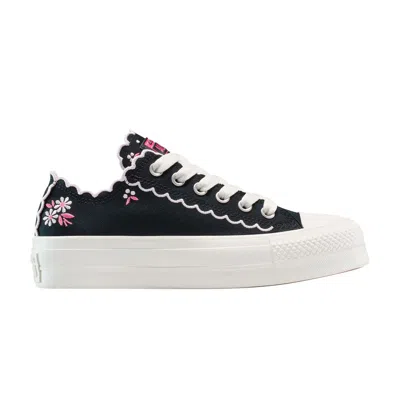 Pre-owned Converse Wmns Chuck Taylor All Star Lift Platform Low 'embroidered Flowers - Black' | Women's Size 9