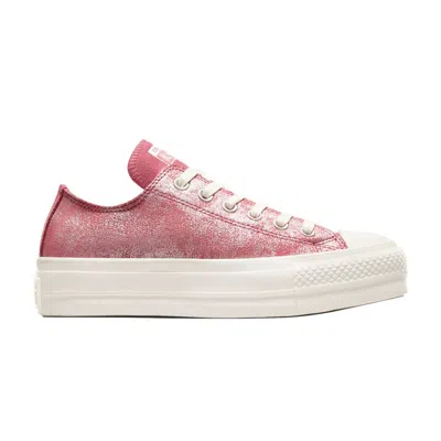 Pre-owned Converse Wmns Chuck Taylor All Star Lift Platform Low 'suede Shimmer - Royal Flush Pink'