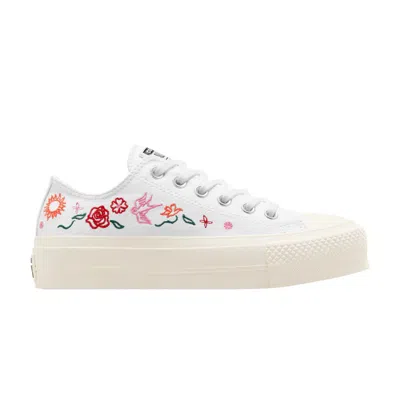 Pre-owned Converse Wmns Chuck Taylor All Star Lift Platform Low 'summer Embroidery' In White