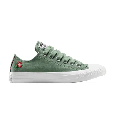Pre-owned Converse Wmns Chuck Taylor All Star Low 'cross Stitch Roses' | Green | Women's Size 5.5