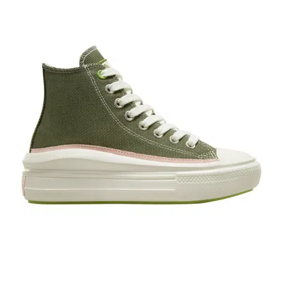 Pre-owned Converse Wmns Chuck Taylor All Star Move High 'mixed Material - Utility' In Green