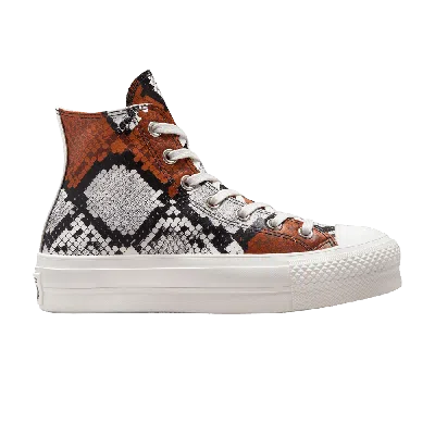 Pre-owned Converse Wmns Chuck Taylor All Star Platform 'authentic Glam - Orange Snakeskin'