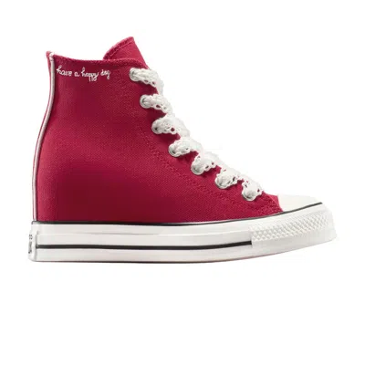 Pre-owned Converse Wmns Chuck Taylor All Star Wedge Platform High 'crochet Laces' | Red | Women's Size 8.5