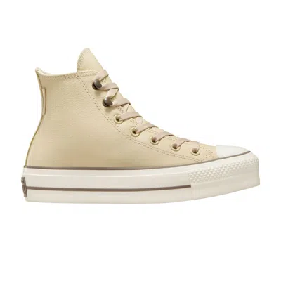 Pre-owned Converse Wmns Chuck Tayor All Star Lift Platform High 'weatherized Leather - Miso Glaze' | Cream | W
