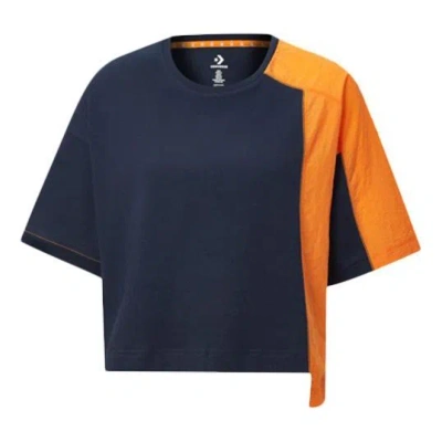 Converse (wmns)  Capsule Series Splicing Contrasting Colors Round Neck Short Sleeve Blue