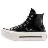 Converse Leather Platform Sneakers In Black