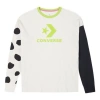 Converse (wmns)  Large Logo Printing Splicing Contrasting Colors Loose Round Neck Long Sleeves White