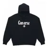 Converse (wmns)  Logo Embroidered Loose Fleece Hoodie Dark Black