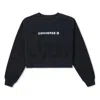 Converse (wmns)  Wordmark Fleece Crew Top 'black' In Blue
