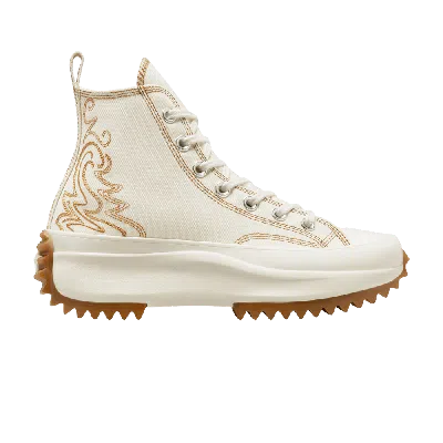Pre-owned Converse Wmns Run Star Hike Platform High 'western Embroidery' In Cream
