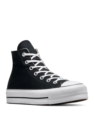 CONVERSE WOMEN'S CHUCK TAYLOR ALL STAR HI TOP BLACK & WHITE PLATFORM SNEAKERS