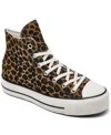 Converse Women's Chuck Taylor All Star Lift Platform Leopard Suede Casual Sneakers From Finish Line In Animal Print