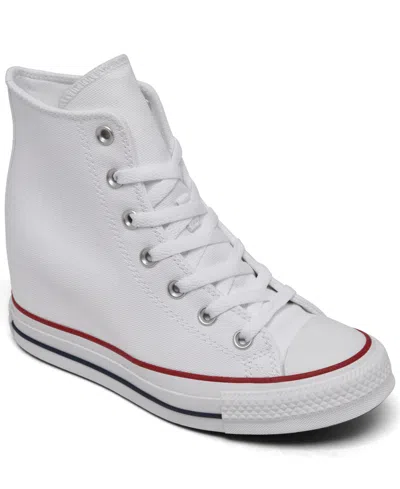 Converse Women's Chuck Taylor All Star Wedge Platform Casual Sneakers From Finish Line In White,red,navy