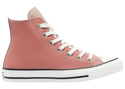 Pre-owned Converse Women's  Chuck Taylor All Star Hi Leather Neutral Tones Sneakers In Silt Red Rose/brick Rose