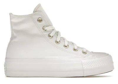 Pre-owned Converse Women's  Chuck Taylor All Star Lift Platform Elevated Sneakers In White/gold