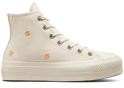 Pre-owned Converse Women's  Chuck Taylor All Star Lift Platform Hi Pearls Sneakers In Natural Ivory/royal Pulse