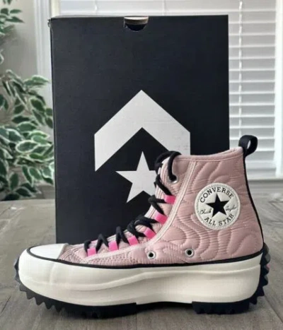 Pre-owned Converse Women's Us 7 Run Star Hike Platform Quilted Pink Sage/egret/blk A08720c